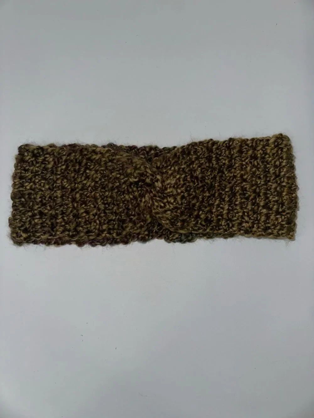 Hand Crochet Camo Green Purple Burgundy Twist Front Headband